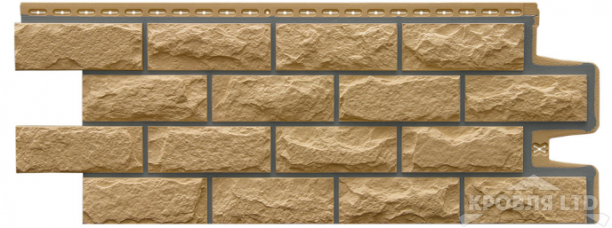 Фасадная панель Grand Line Колотый камень Design песочный со швом RAL 7006