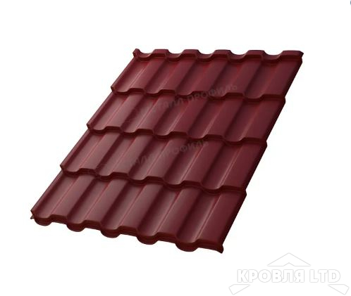 Металлочерепица Монтекристо- S , RAL 3005 Красное вино, толщина 0,5