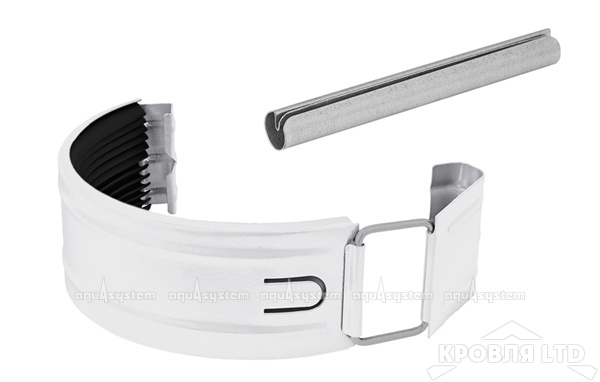 Соединитель желоба для водостока Aквасистем с резиновым уплотнителем 150мм RAL 9003 белый