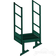 Площадка выхода пожарной лестницы, Ступенька 800 мм. RAL 6005 зеленый мох, 1,15 м