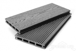 Террасная доска GRAND LINE серия Вельвет и теснение цвет Графит 20x140×4000