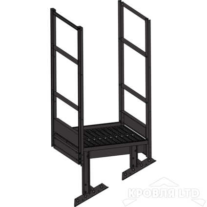 Площадка выхода пожарной лестницы, Ступенька 800 мм. RAL 8019 
темный шоколад, 1,15 м