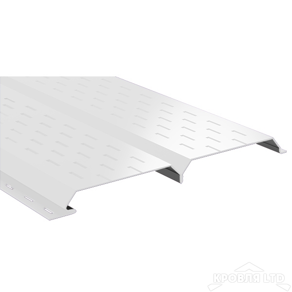 Софит  двойной металлический полная перфорация , Полиэстер RAL 9003 сигнальный белый, толщина 0,45