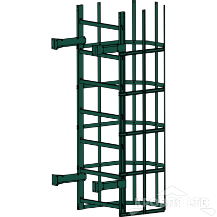 Пожарная лестница Универсальная Rofsystems П1-2, Дуга экрана 800 мм Полиэстер RAL 6005 зеленый мох, 2,45 м