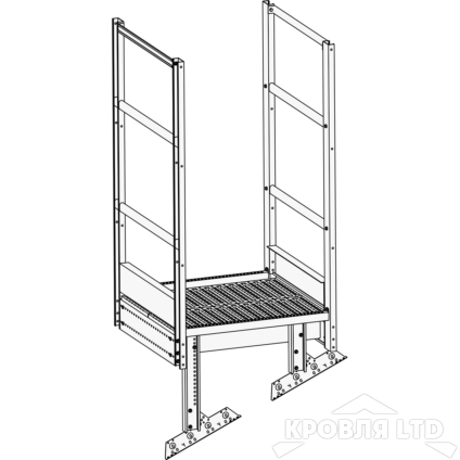 Площадка выхода пожарной лестницы, Ступенька 800 мм. RAL 9003 
Белый, 1,15 м
