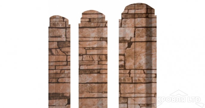 Штакетник П-образный А фигурный 0,45 Print Twincolor Sand Stone