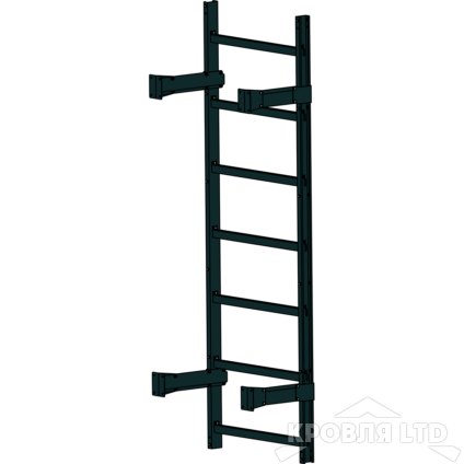 Пожарная лестница Универсальная Rofsystems П1-1, Ступень 800 мм Полиэстер RAL Цвет RAL  9005 
Черный, 2,45 м