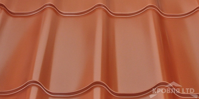 Металлочерепица Супермонтеррей, Colorcoat Prisma Helios metallic медный, толщина 0,5