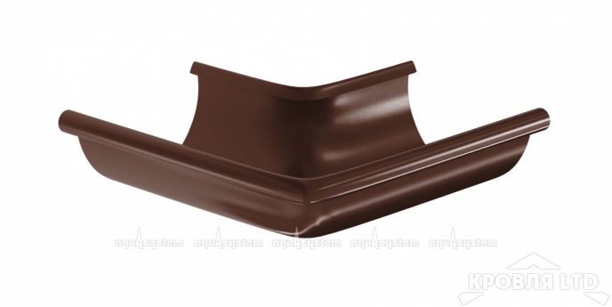 Угол желоба внешний для водостока 90 град Аквасистем 125мм RAL 8017 шоколад