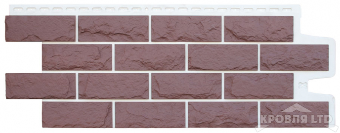 Фасадная панель Grand Line Колотый камень Design Plus каштан с белым швом
